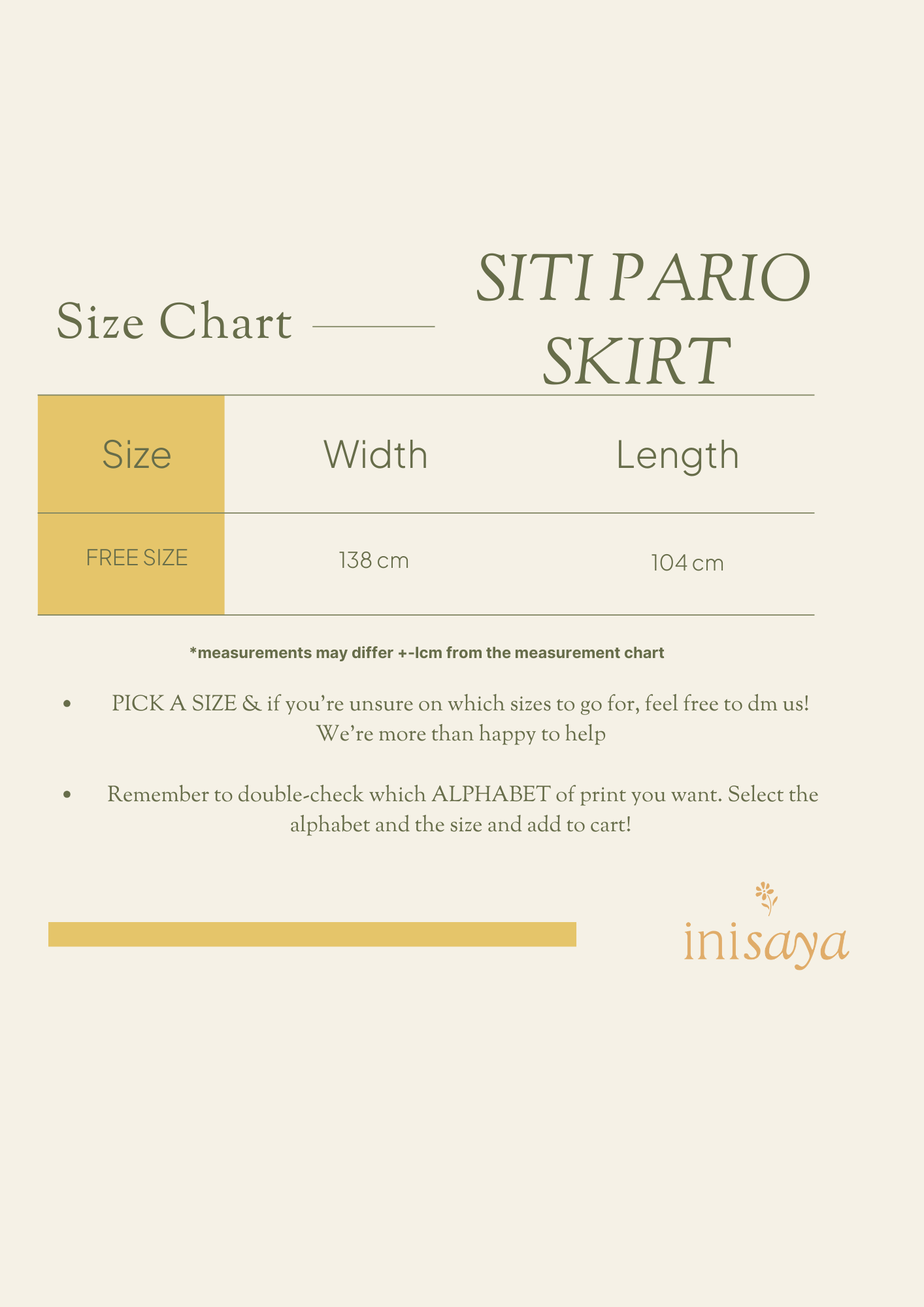 Inisaya | Ombak 24 collection : Siti Pario / Sarong skirt
